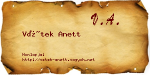 Vétek Anett névjegykártya