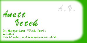 anett vetek business card